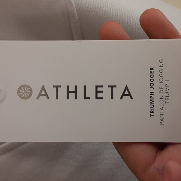 Athleta Women's Athleisure Fleece Cotton Blend Triumph Jogger in Brilliant White - Picture 7 of 7